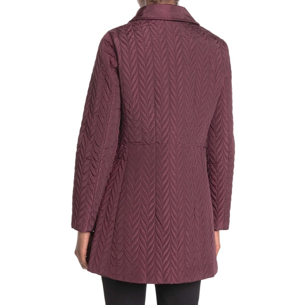 Kate Spade Quilted Chevron Jacket w/ Removable Faux Fur Leopard Collar - Picture 10 of 13